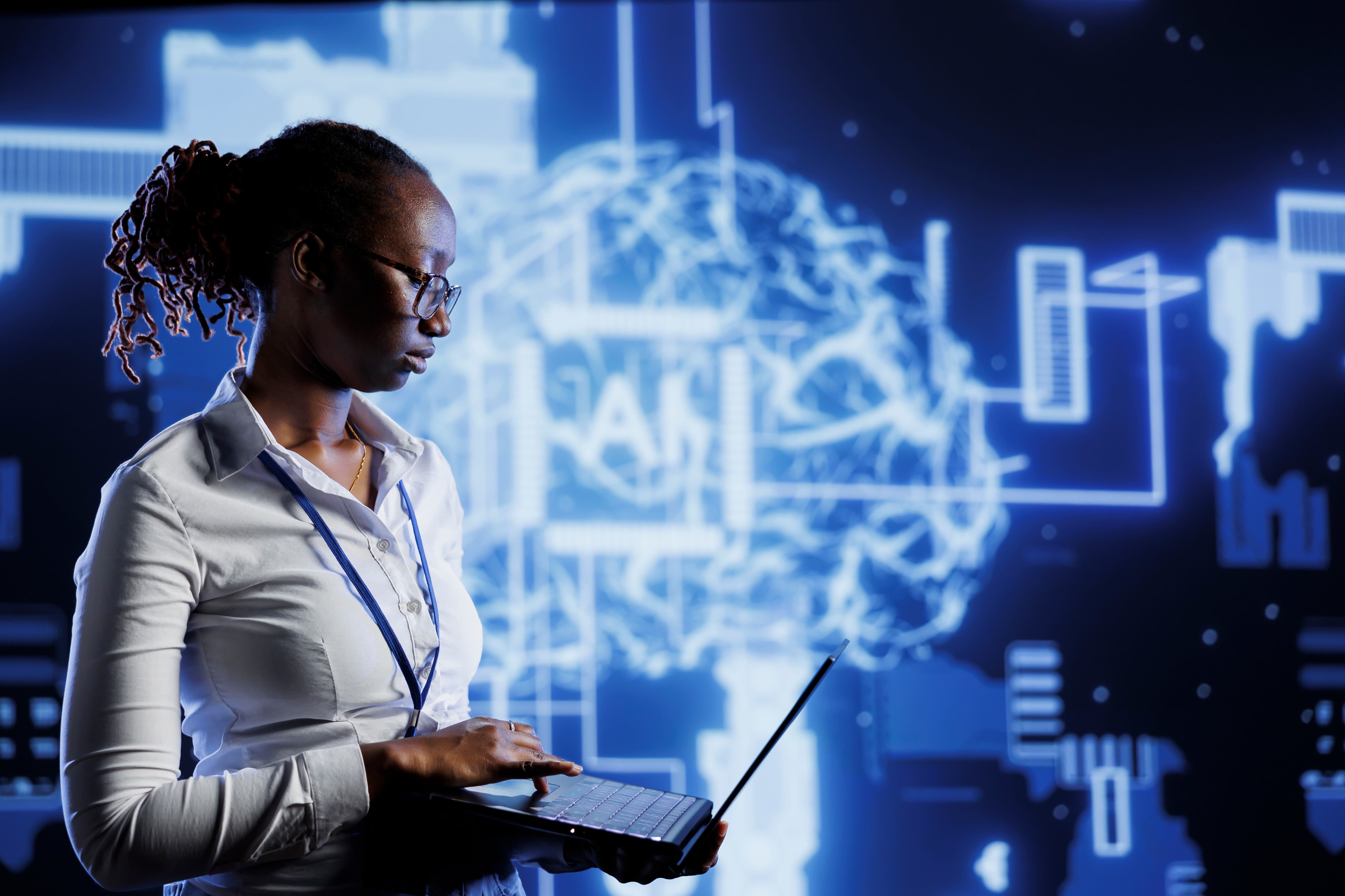 Consultant analyzing a neural network